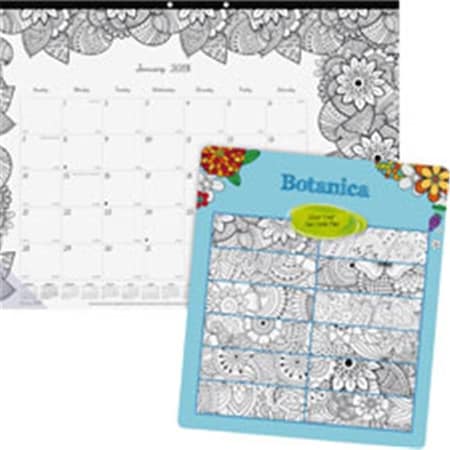 Rediform REDC2917001 Botanica Design Monthly Doodle Desk Pad; White